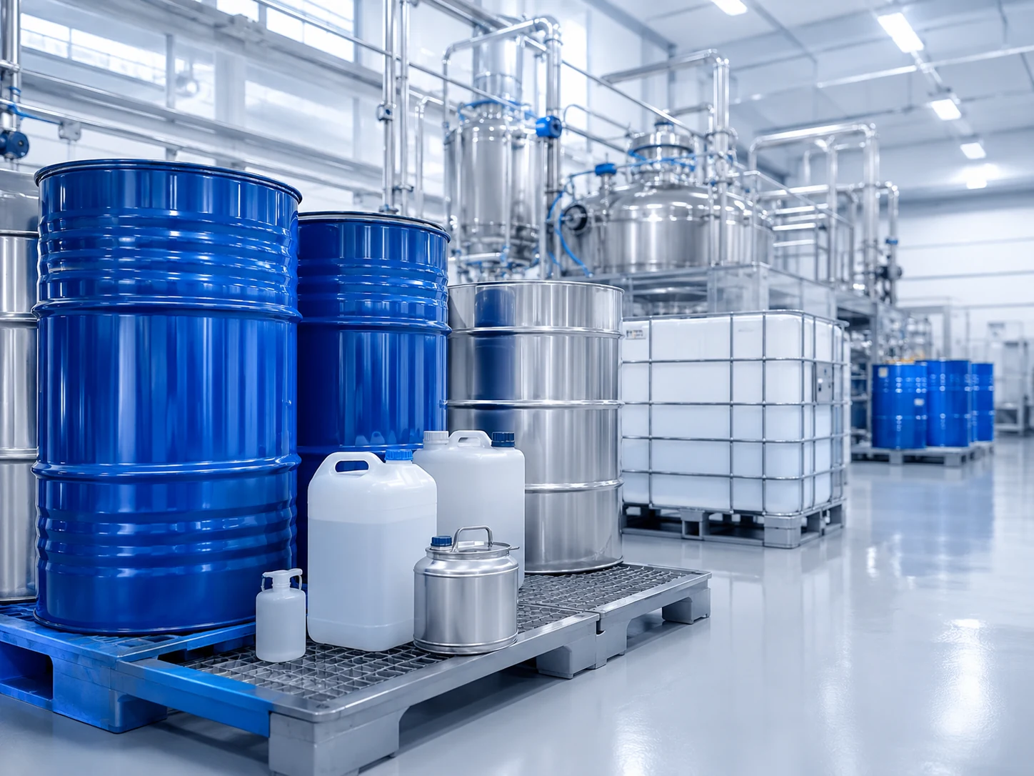 Industrial solvent containers supporting controlled supply